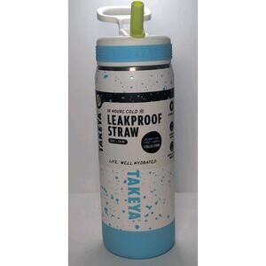 Takeya Leakproof Straw Water Bottle 18 Oz 530 mL Cloud Glow Insulated